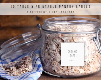 Bewerkbare afdrukbare voorraadlabels, labels voor thuisorganisatie, moderne minimalistische labels, sjabloonbundel