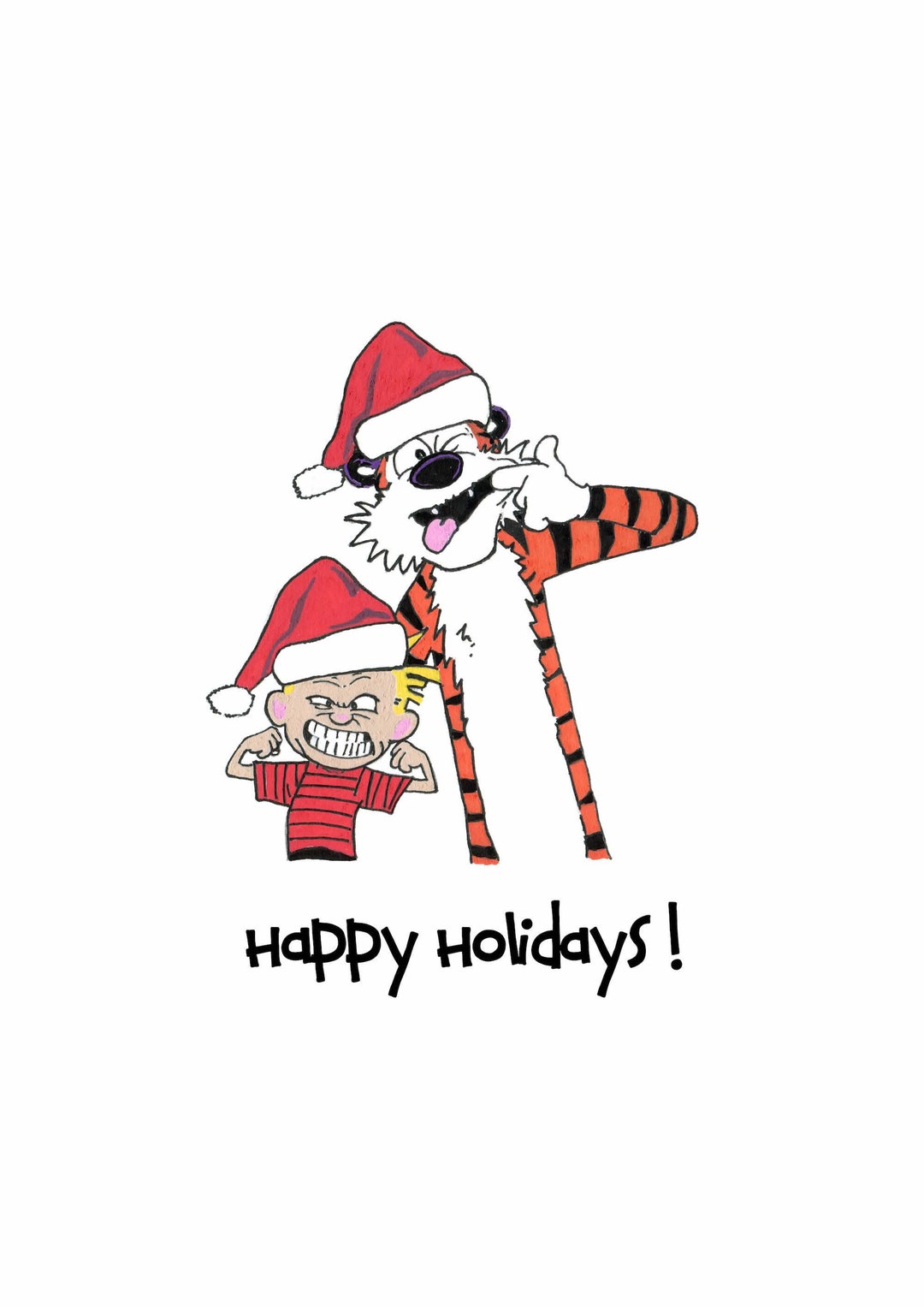 Calvin and Hobbes Happy Holidays High Quality Christmas Etsy