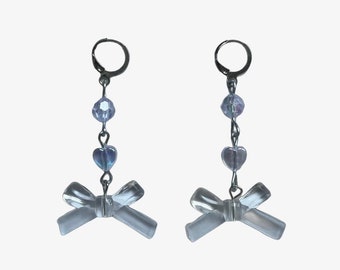 Blue bow earrings