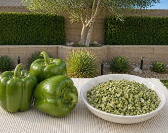 Freeze Dried Green Bell Peppers, Crunchy Snack, Camping Food, Long Shelf Life Ingredient