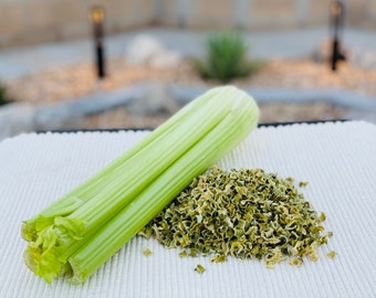 Freeze Dried Celery, Crisp Veggie Slices, Soup and Cooking Ingredient, Camping and Emergency Prep