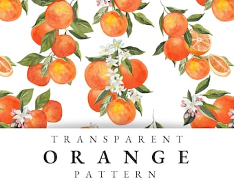 Orange Seamless Pattern, Tropical Fruit Transparent Repeat Digital Paper, Food Printable seamless texture design PNG