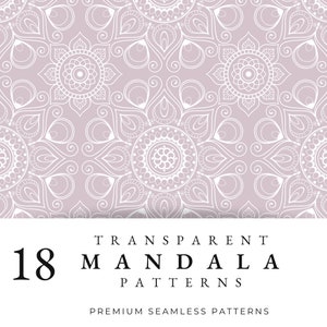 Mandala bianco trasparente senza cuciture, modello ripetuto, carte senza cuciture, album di ritagli, PNG, design moderno stampabile
