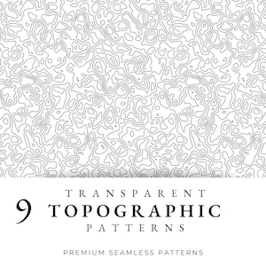 Topographie nahtloses Muster, Karte Rapport, Urban Transparent Seamless Digital Papers, Scrapbook, PNG, modernes druckbares Design