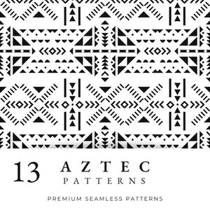 Aztec Black Transparent Seamless Patterns, Tribal Pattern, Native Indian Seamless Digital Papers, Scrapbook, PNG, Modern printable design