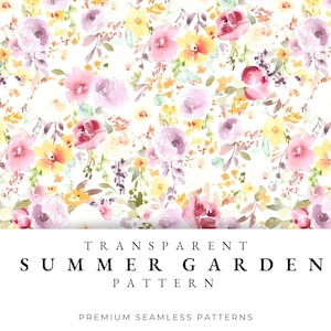 Watecolor Floral naadloos patroon, transparant repeat digitaal papier, romantische bloemen afdrukbare ontwerp, bloemen naadloze textuur PNG