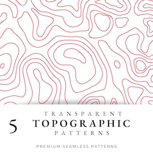 Topografie Rotes Nahtloses Muster, Transparente Karte, Urban Seamless Digital Paper, Scrapbook, PNG, Modernes druckbares Design