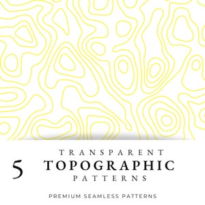 Topographie Motif jaune sans couture, Motif de répétition de carte transparente, Papiers numériques urbains sans couture, Scrapbook, PNG, Design imprimable moderne