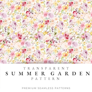 Aquarell Floral nahtlose Muster, transparent Rapport digitales Papier, romantisches florales druckbares Design, Florale nahtlose Textur PNG