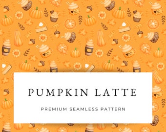 Kürbis Latte Pie nahtlose Muster: Herbst Blumenmuster (PNG)