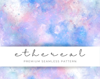 Ethereal Galaxy seamless pattern, Sky seamless file, Glitter repeat file, Digital print design for commercial use PNG