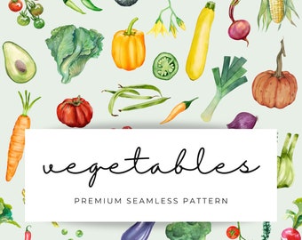 Watercolor Vegetables seamless pattern, veggie seamless texture, vegan food surface, Vegetable Fabric Print PNG