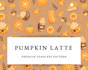 Kürbis Latte Pie nahtlose Muster: Herbstblätter Textur (PNG Digital Download)