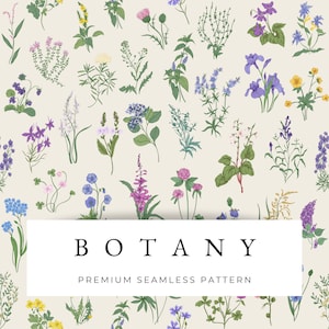 Motif botanique sans couture, Floral Texture sans couture, Herboristerie floral imprimable sans couture, Herbes texture sans couture PNG, utilisation commerciale