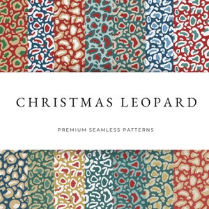 25 Christmas Leopard print seamless patterns, Holiday Cheetah Seamless File textures, animal skin printable design, for commercial use PNG