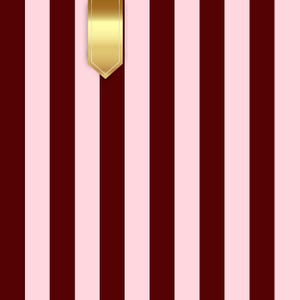 May include: A background with vertical stripes in burgundy and pale pink, featuring a gold ribbon detail at the top. The stripes are regularly spaced, offering a simple, clean design. Suitable for various design uses.