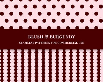 8 Blush and Burgundy Seamless patterns bundle (PNG)