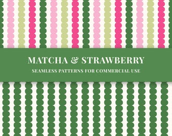 9 Pink & Matcha Seamless pattern bundle (PNG)