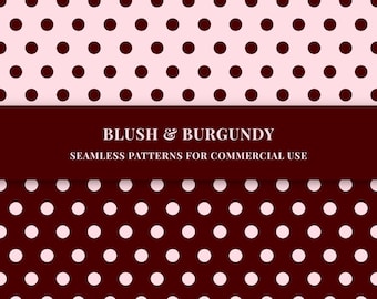 8 Blush and Burgundy Seamless patterns bundle (PNG)