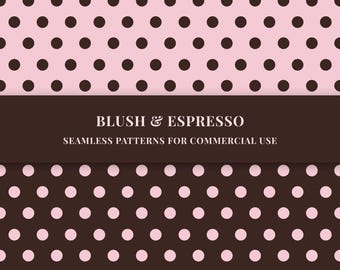 8 Blush & Espresso Seamless patterns bundle (PNG)