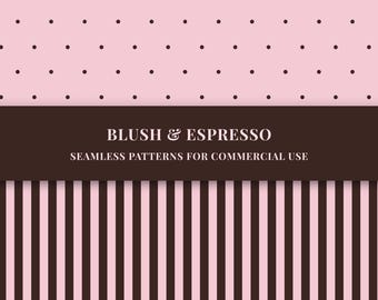 8 Blush & Espresso Seamless patterns bundle (PNG)