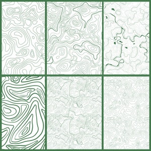 Green Topography Seamless Pattern: Transparent Map Digital Paper (PNG ...