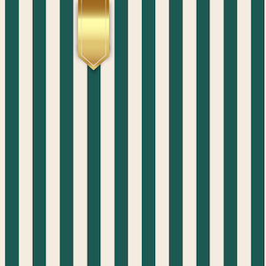 Peut inclure: Fond d'écran à rayures verticales vertes et crème avec un ruban doré en haut. Les rayures sont espacées uniformément, créant un design épuré. Le ruban doré ajoute une touche d'élégance.