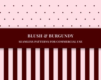 8 Blush and Burgundy Seamless patterns bundle (PNG)