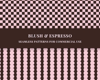 8 Blush & Espresso Seamless patterns bundle (PNG)