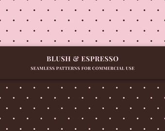 8 Blush & Espresso Seamless patterns bundle (PNG)