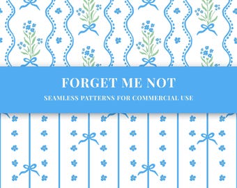 Forget me not Seamless patterns bundle (PNG), Grandmillennial Pattern Set