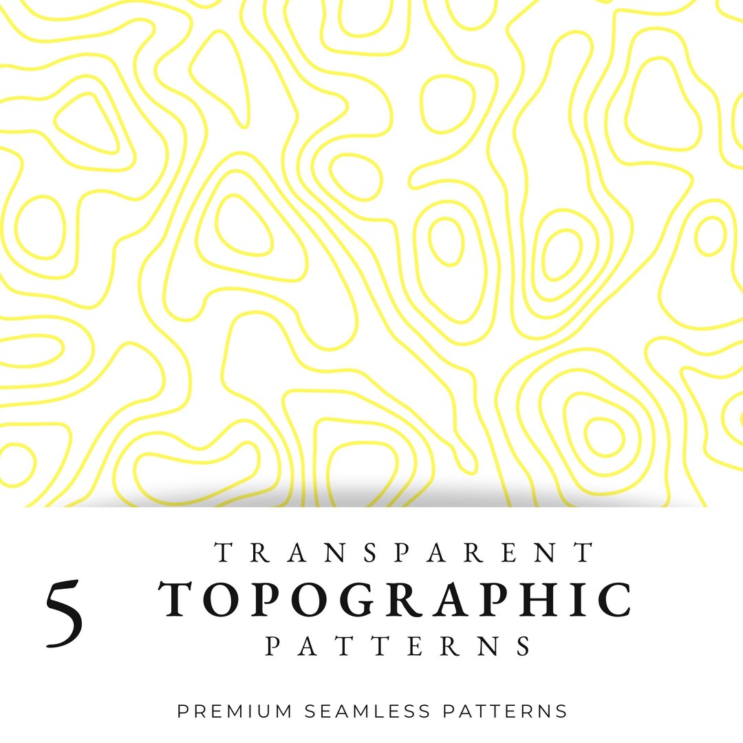 Topography Yellow Seamless Pattern, Transparent Map Repeat Pattern ...