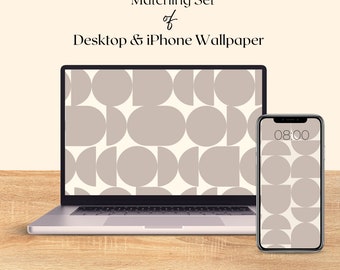 Conjunto de fondos de pantalla a juego para iPhone y fondos de escritorio, Estética neutra, Fondo abstracto de iPhone, Descarga digital de escritorio, Mínimo