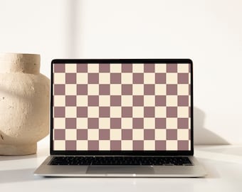 Neutral Checkered Print Desktop Wallpaper | Aesthetic Digital Wallpaper | Trendy Wallpaper | Instant Download | Desktop Background Simple