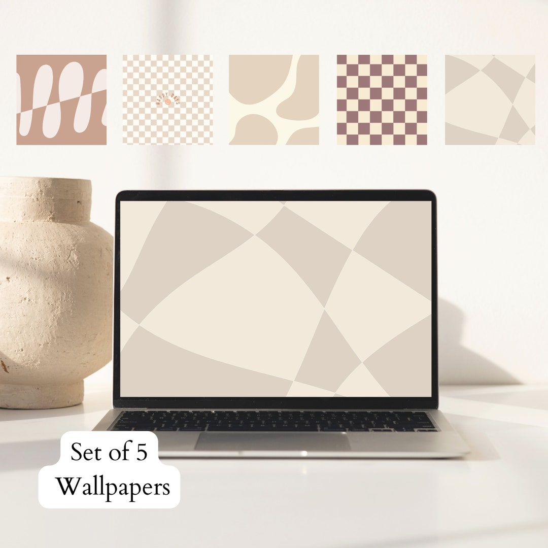 5 Pack | Neutral Aesthetic Desktop Wallpapers | Minimal Digital
