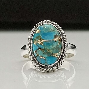 Blue Copper Turquoise Ring, 925 Sterling Silver Ring, Gemstone Ring, Statement Ring, Engagement Ring, Turquoise Jewelry, Women Ring
