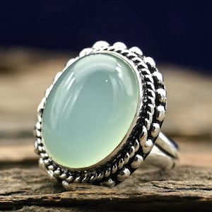 Aqua Chalcedony Ring, 925 Sterling Silver Ring, Handmade Ring, Chalcedony Ring, Chalcedony Gemstone Ring, Women Ring, Anniversary Gift Ring