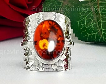 Baltischer Bernstein Ring, 925 Sterling Silber Handgemacht, Frauen Jahrestag Geschenk,