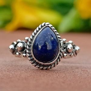 Handmade Lapis Lazuli Ring: 925 Sterling Silver Gemstone Jewelry