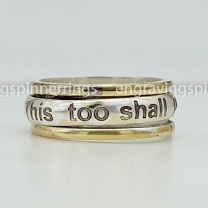 Sterling Silver Spinner Ring: &#39;This Too Shall Pass&#39; Meditation Worry Ring
