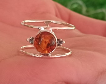 Natural Baltic Amber Ring, 925 Sterling Silver Ring, Handmade Ring, Women Jewelry, Designer Amber Ring, Anniversary Ring,