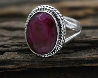 Pink Ruby Ring: Handmade 925 Sterling Silver Gemstone Ring