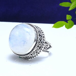 Natural Moonstone Ring, 925 Sterling Silver Ring, Handmade Ring, Blue Fire Moonstone Ring, Women Ring, Gift For Her, All Size Ring,
