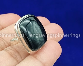 925 Argento Sterling Turchese Onice Nera Spinner Anello Regalo Festa