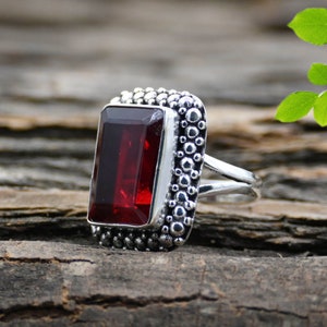 Red Garnet Ring, 925 Sterling Silver Ring, Handmade Ring, Garnet Jewelry, Anniversary Gift Ring, Women Ring, Gift For Her,