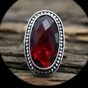 Red Garnet Ring, 925  Stearling Silver Ring, Handmade Ring, Garnet Ring, Wedding Jewelry, Statement Ring, Women Ring, Ring For Her