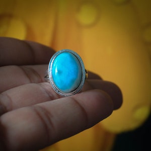 Handmade Larimar Ring: 925 Sterling Silver Gemstone Ring