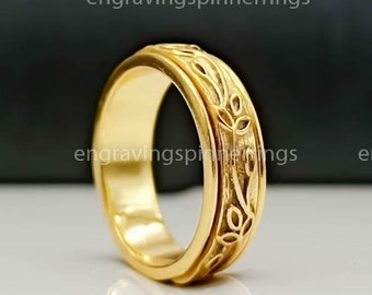 Flower Spinner Ring, 18k Gold Plated Ring, Handmade Ring, Flower Design Ring, Meditation Ring, Fidget Ring, Best Selling Ring, Gift For Her