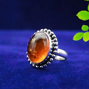 Natural Baltic Amber Ring, 925 Sterling Silver Ring, Handmade Ring, Wedding Ring, Boho Ring, Women Ring, Gift For Her,