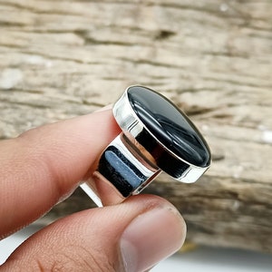Handmade Black Onyx 925 Sterling Silver Ring: December Birthstone